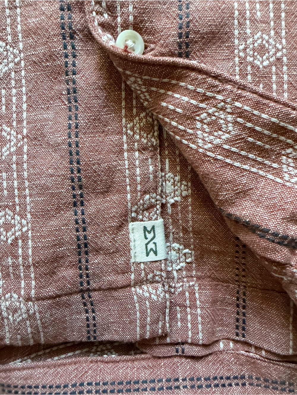 Mutual Weave Men's Rust Pink Camp Collar Patterned Button-Up Shirt Size Small - Picture 10 of 10